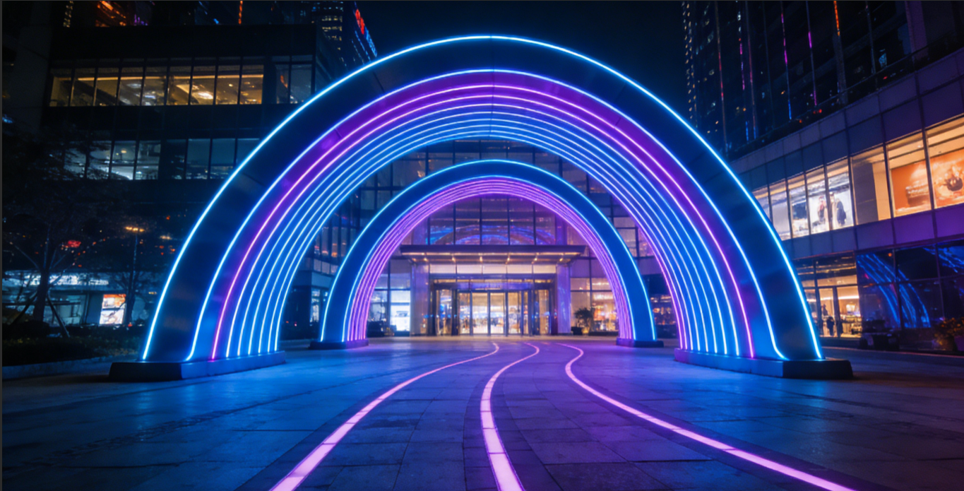 金博安JBOAN IP68防水12W幻彩霓虹灯带：为喷泉广场公园打造“水下光影艺