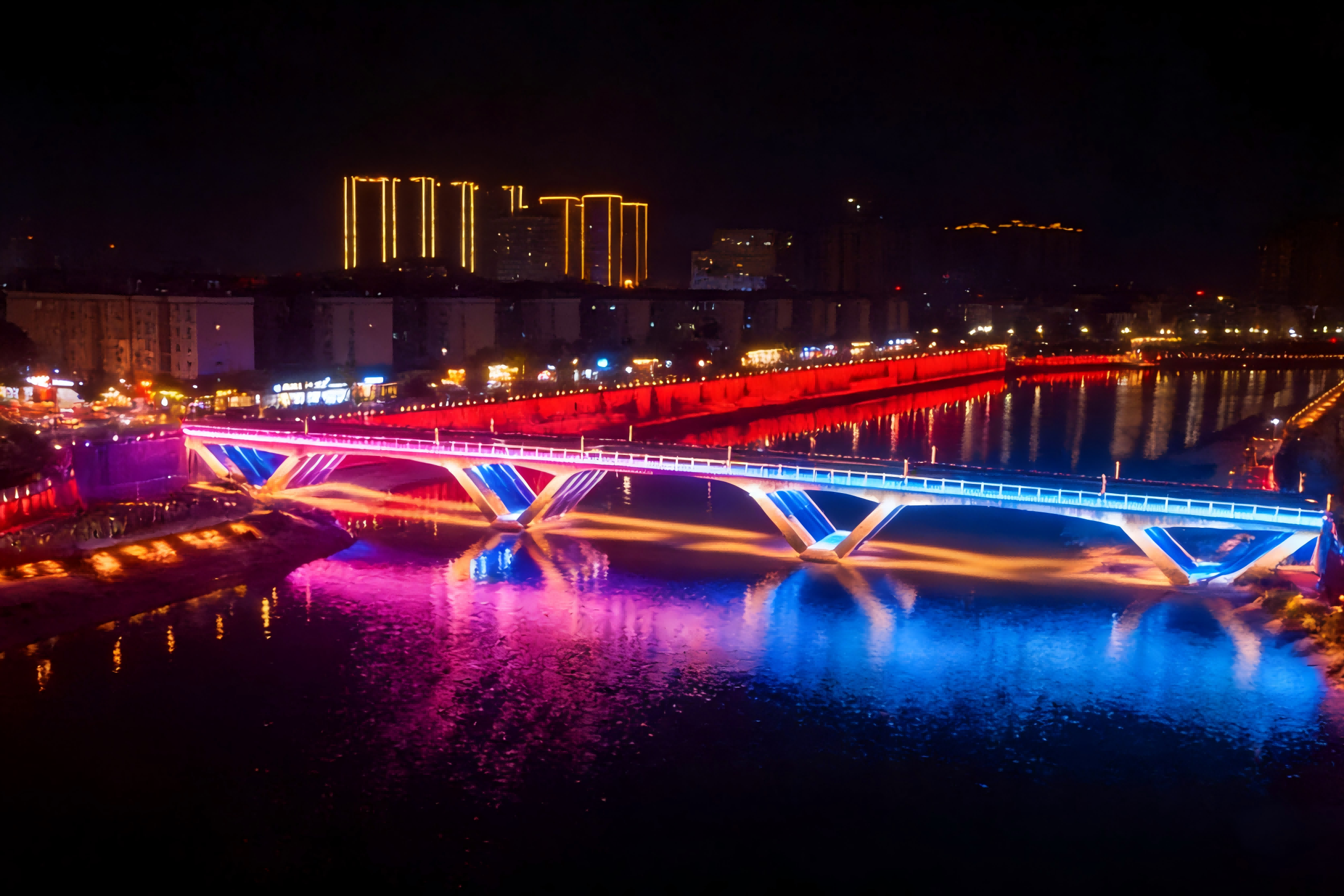 RGBWA洗墙灯五色光影赋水岸，一河两岸焕新颜(图4)