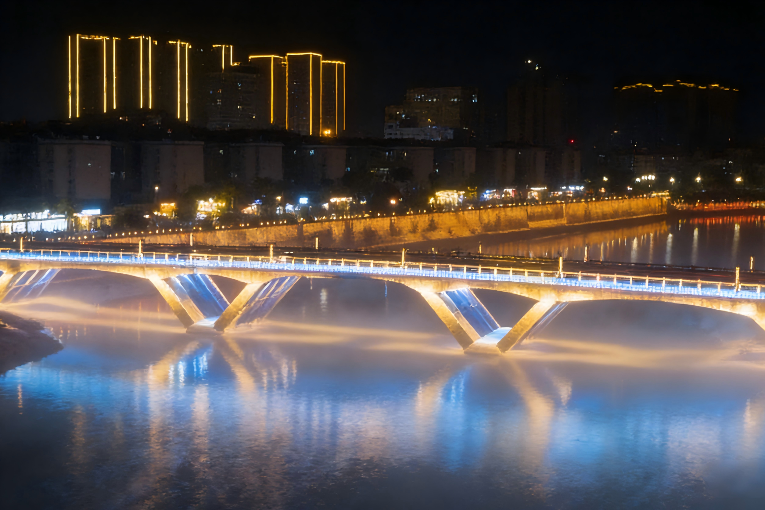 RGBWA洗墙灯五色光影赋水岸，一河两岸焕新颜(图3)