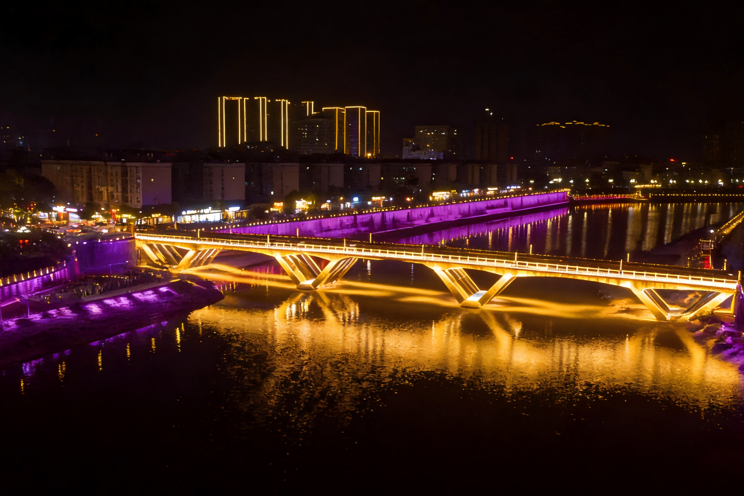 RGBWA洗墙灯五色光影赋水岸，一河两岸焕新颜(图2)