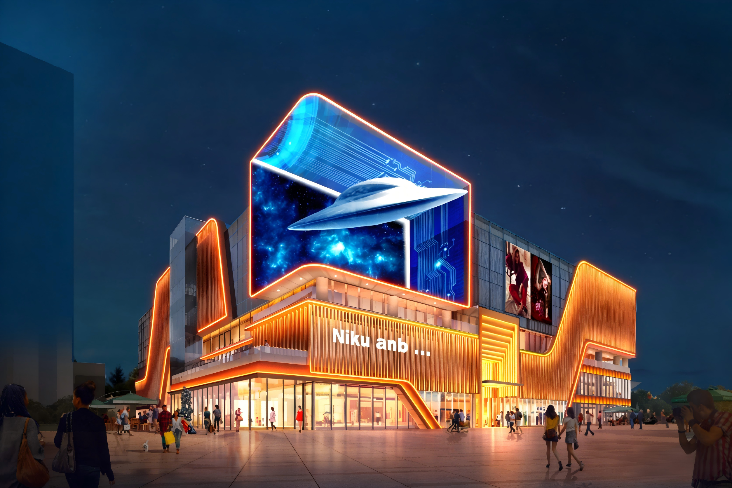 万达外墙亮化 RGBW 柔性霓虹灯照明方案(图3)