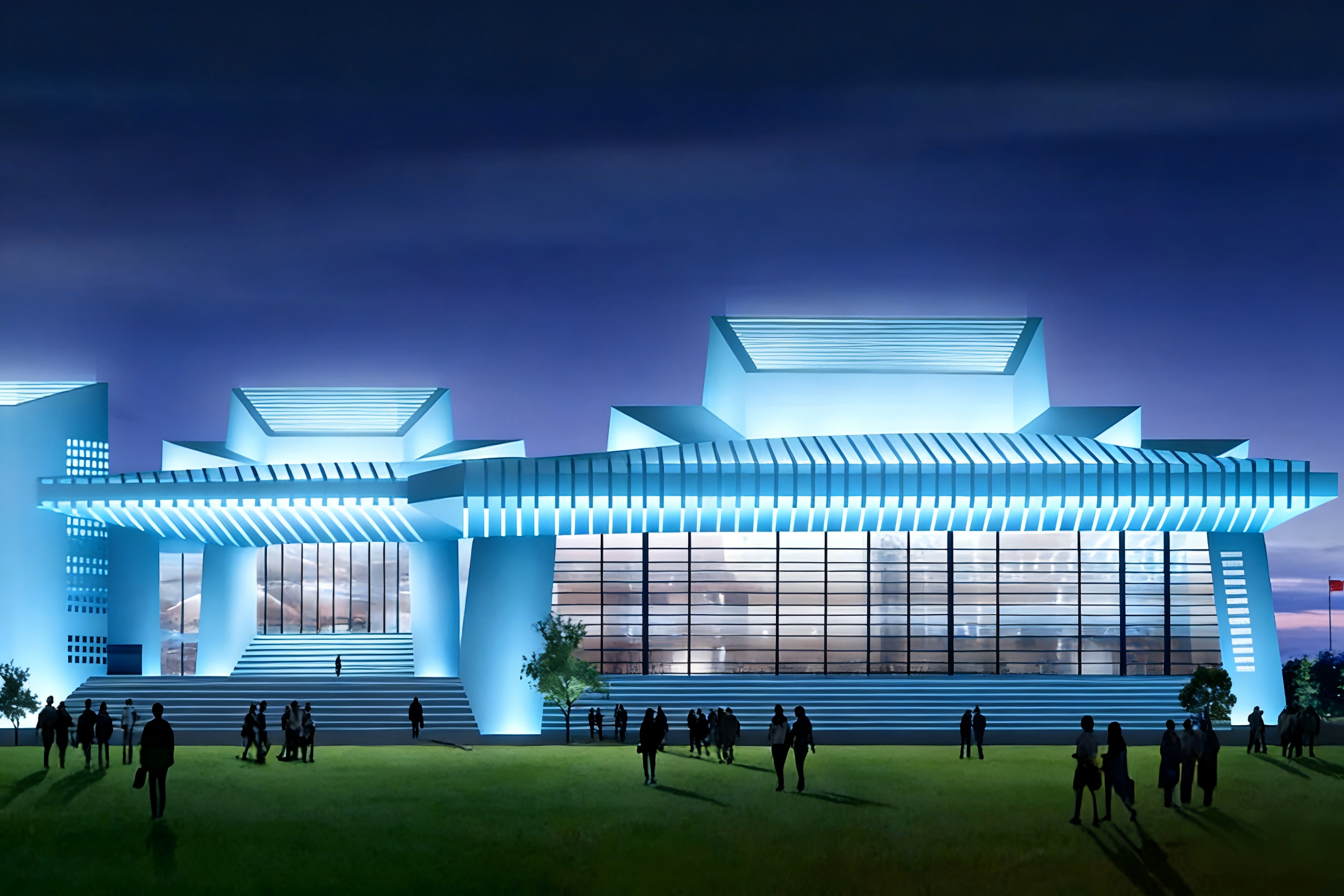 大剧院缇芙妮蓝设计，JBOAN金博安定制亮化效果(图1)