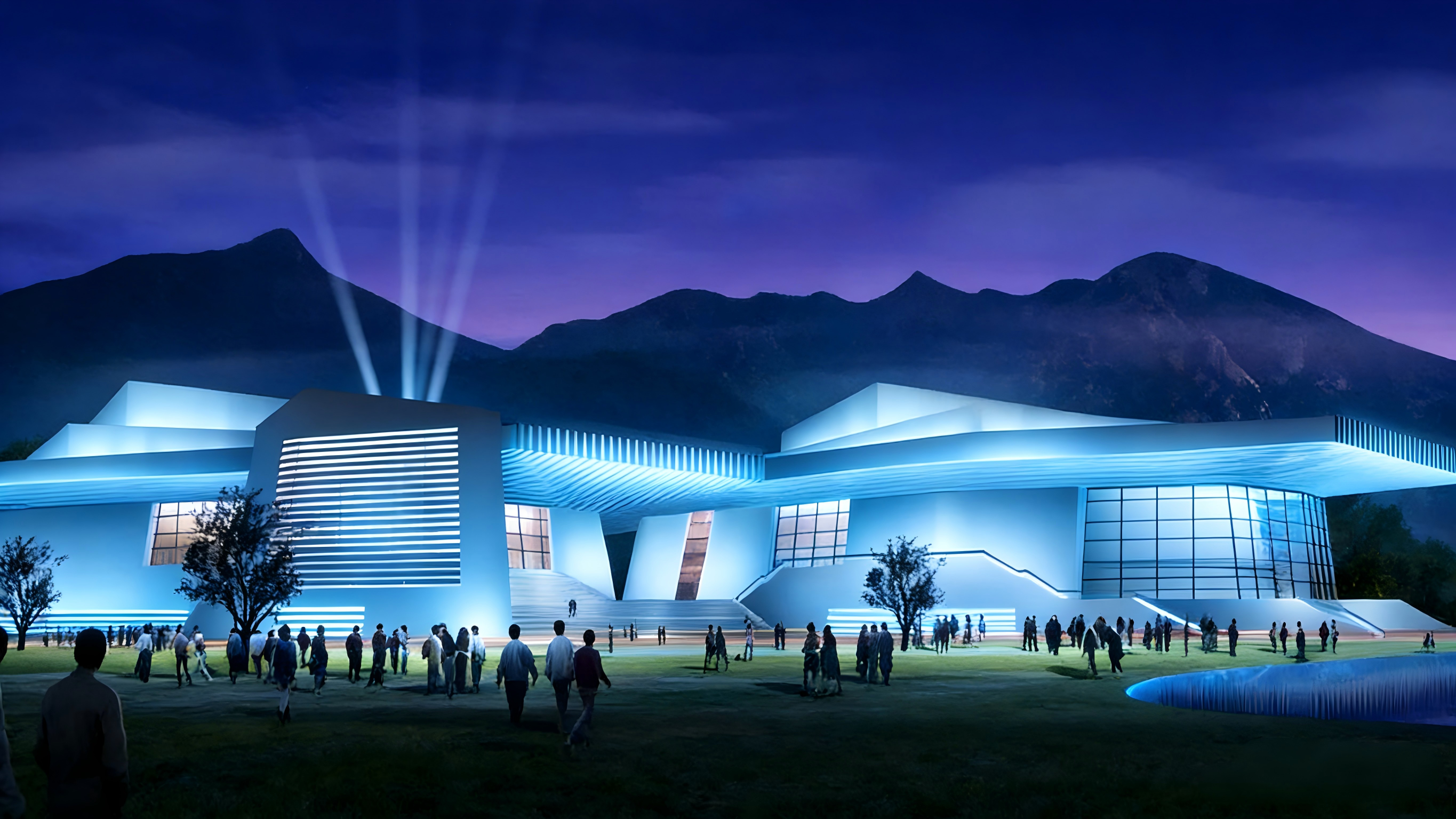 大剧院缇芙妮蓝设计，JBOAN金博安定制亮化效果(图2)