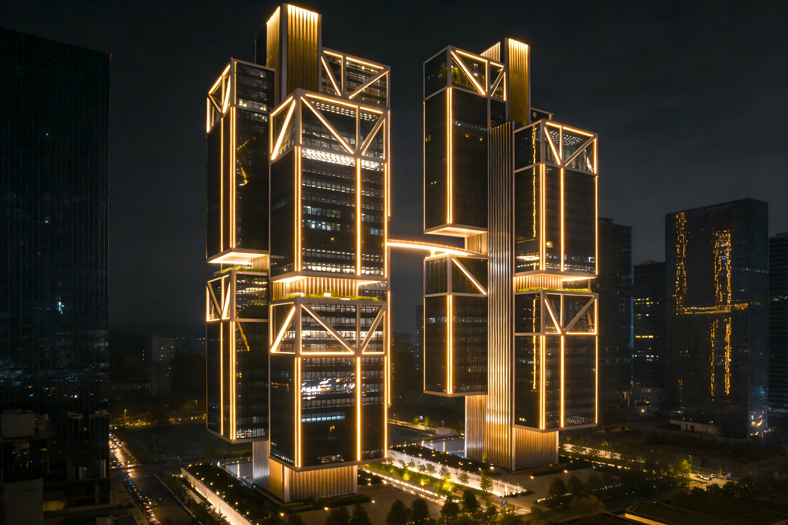 JBOAN金博安柔性LED霓虹灯商务大厦亮化(图3)