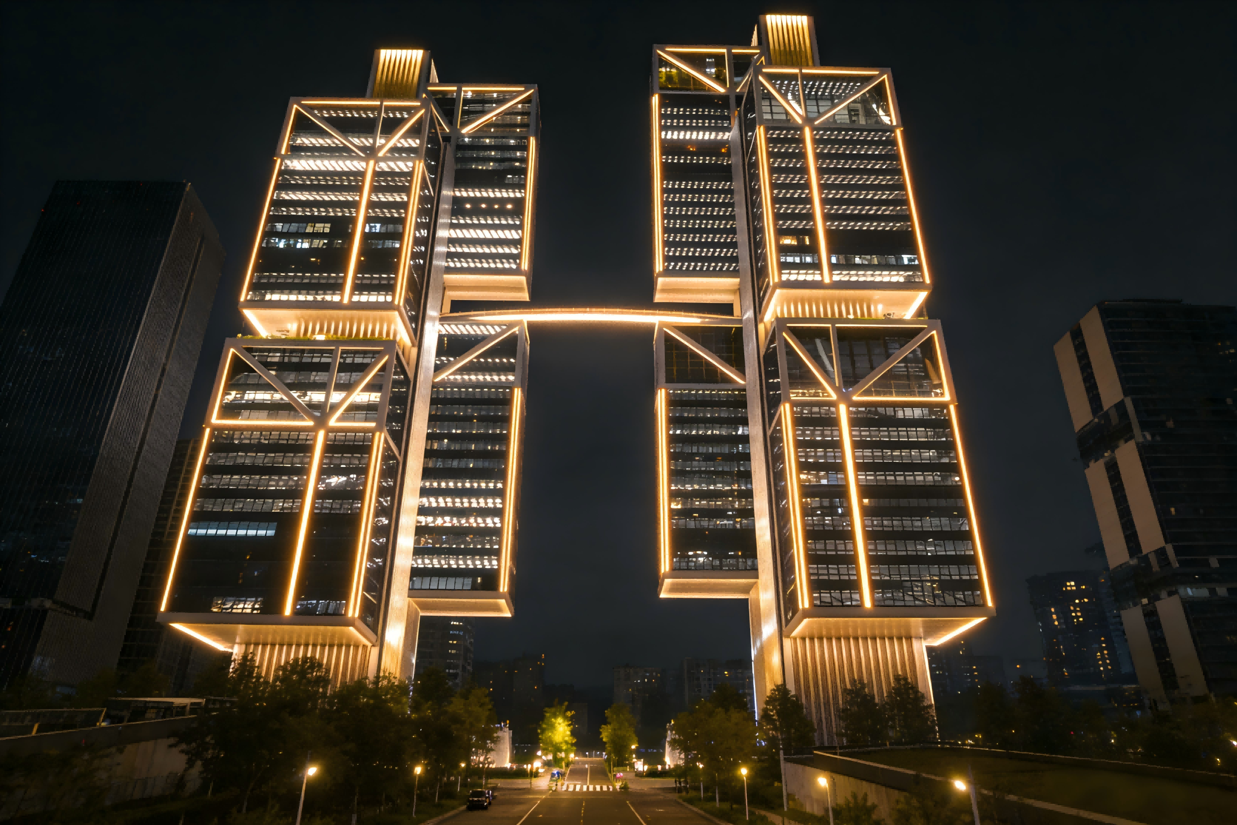 JBOAN金博安柔性LED霓虹灯商务大厦亮化(图2)