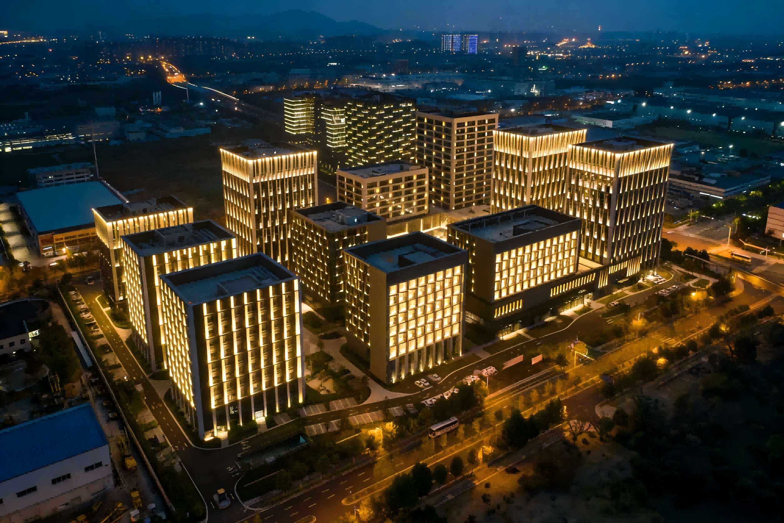 金博安柔光系列赋能汇智科技园 LED柔性洗墙灯多栋楼宇联动亮化焕新颜(图4)