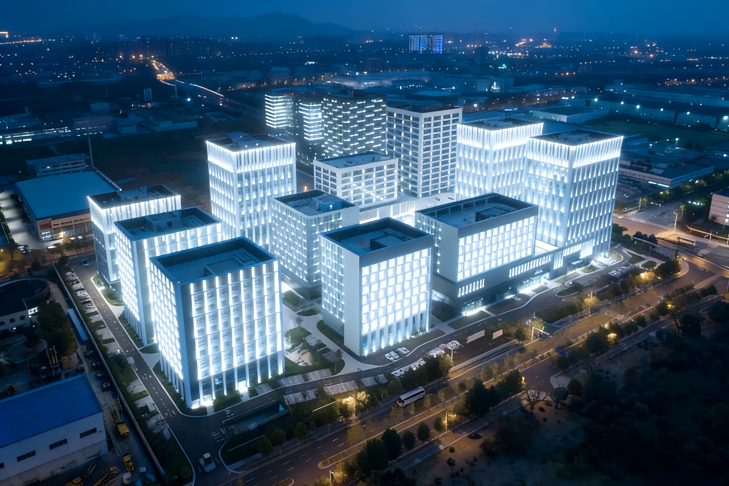 金博安柔光系列赋能汇智科技园 LED柔性洗墙灯多栋楼宇联动亮化焕新颜(图5)