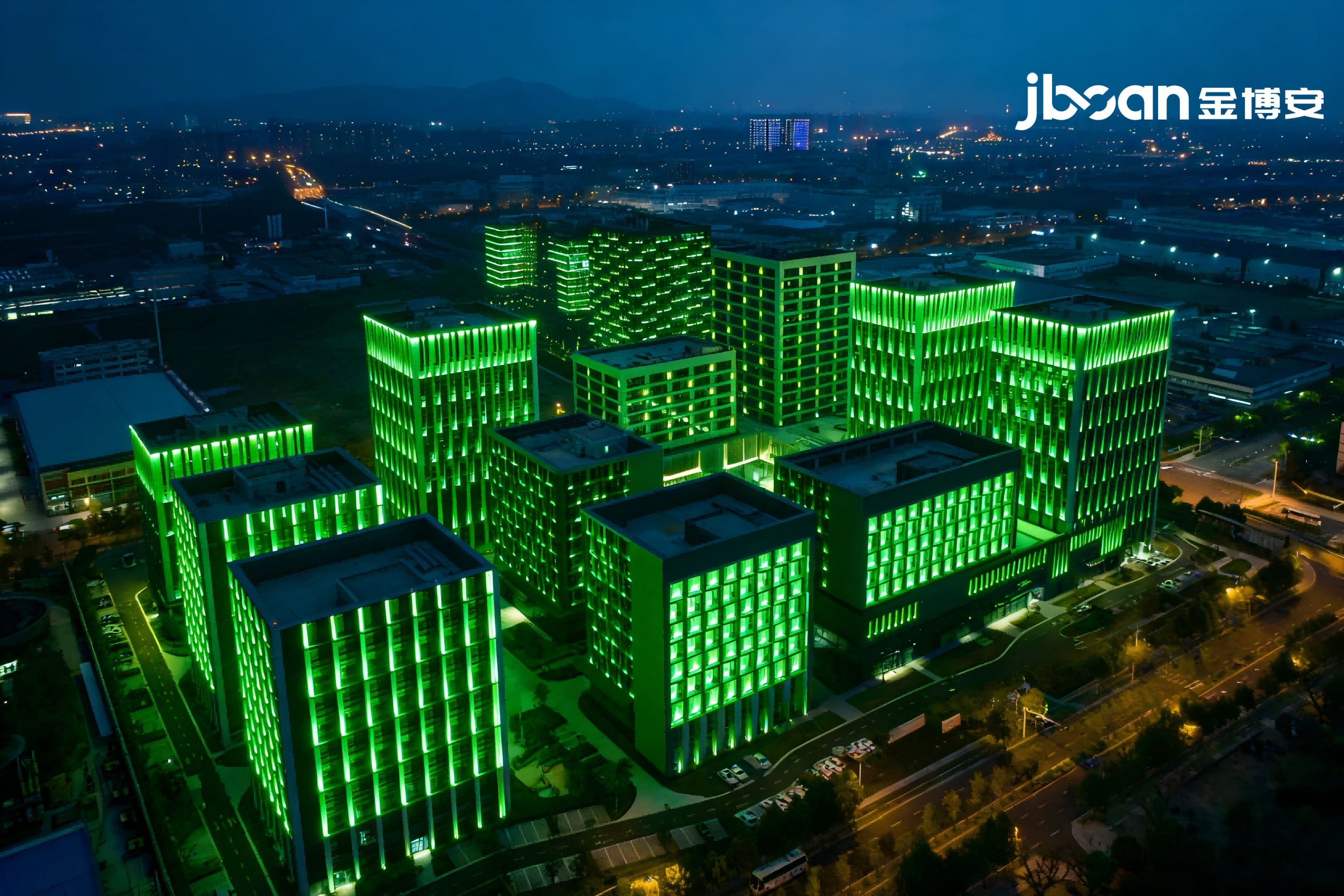 科技园夜间景观升级 JBOAN金博安柔性洗墙灯霓虹灯照明方案实力出圈(图2)