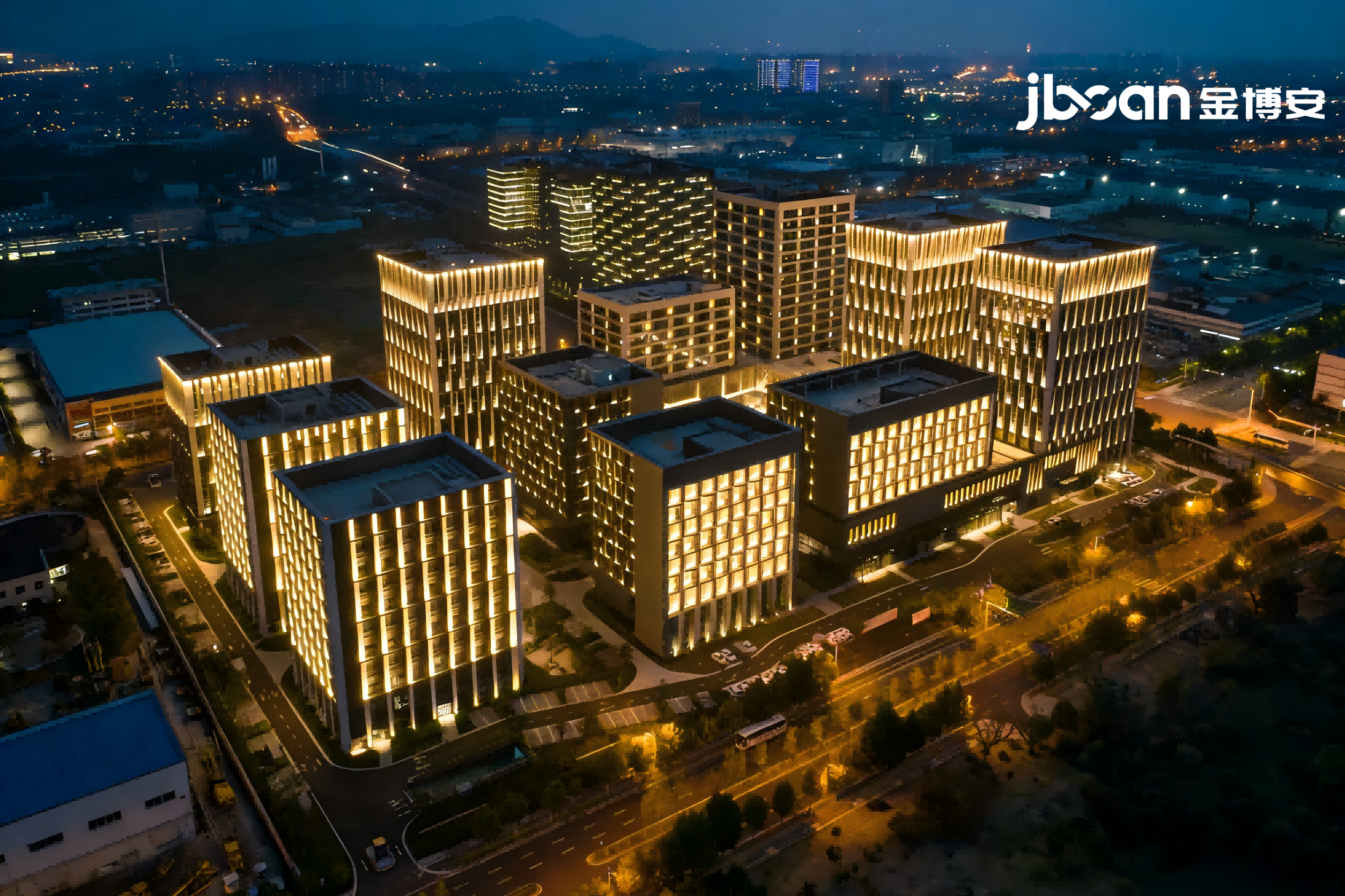 科技园夜间景观升级 JBOAN金博安柔性洗墙灯霓虹灯照明方案实力出圈(图1)