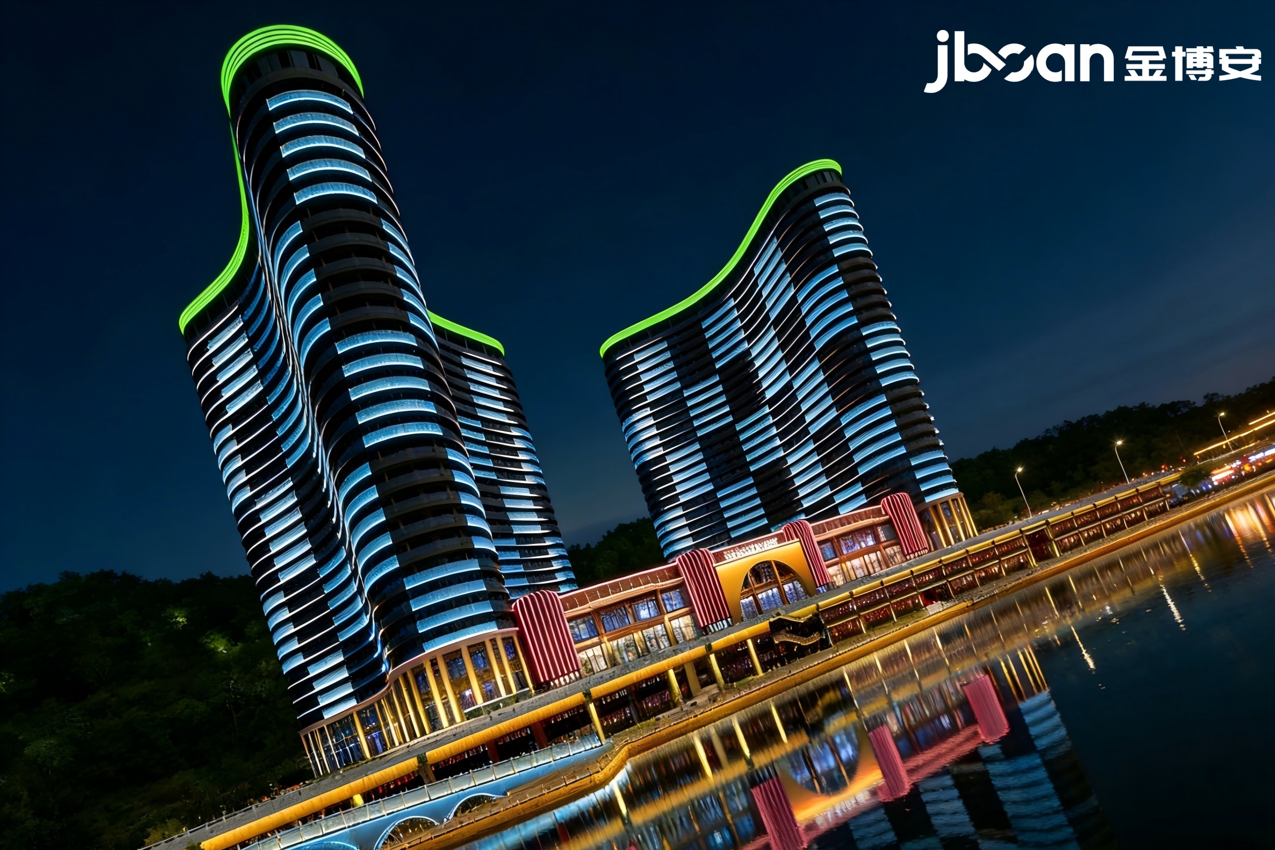 金博安工程级RGBW柔性洗墙灯 焕亮长兴太湖龙之梦古镇大酒店夜景(图4)