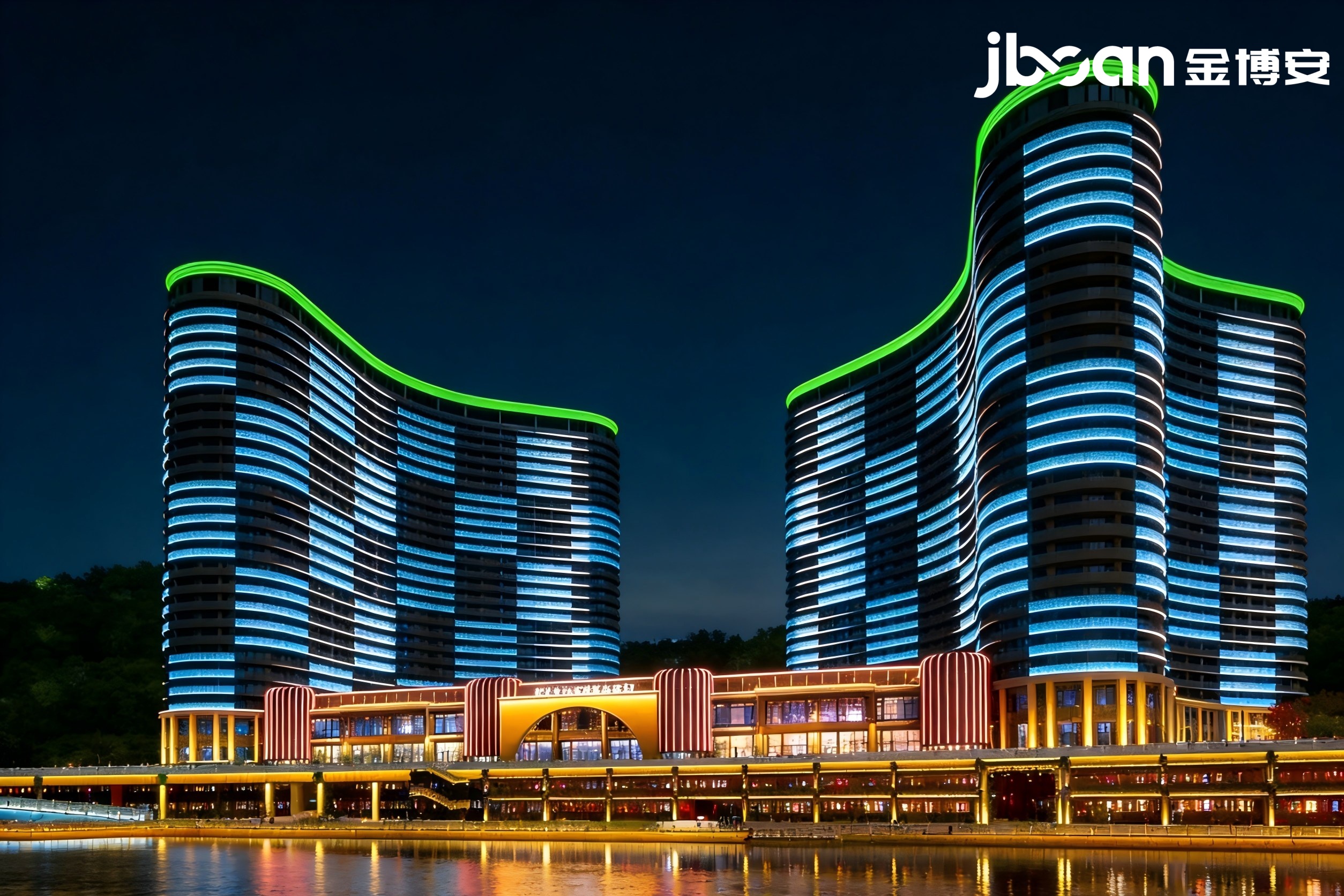 金博安工程级RGBW柔性洗墙灯 焕亮长兴太湖龙之梦古镇大酒店夜景(图2)