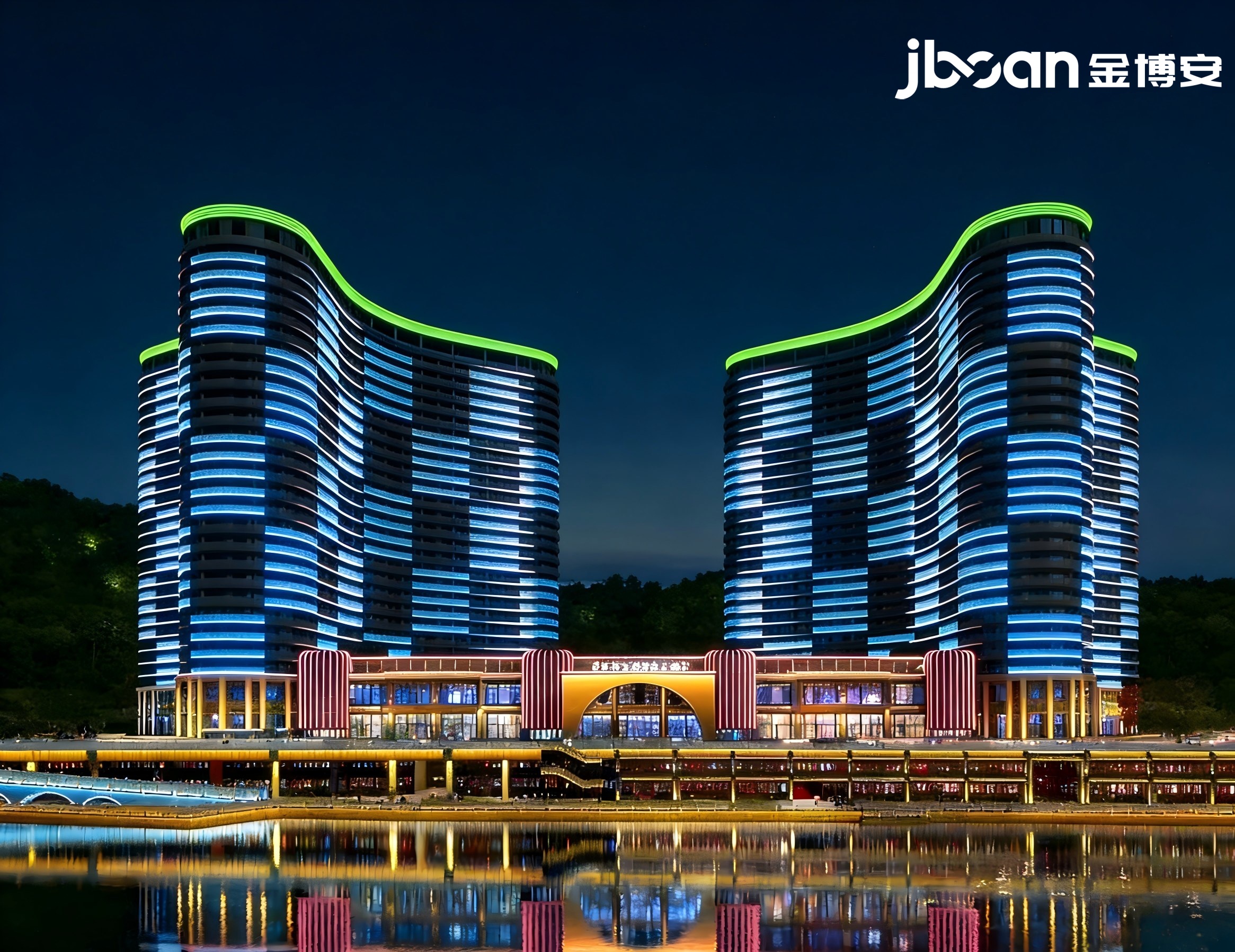 金博安工程级RGBW柔性洗墙灯 焕亮长兴太湖龙之梦古镇大酒店夜景(图1)