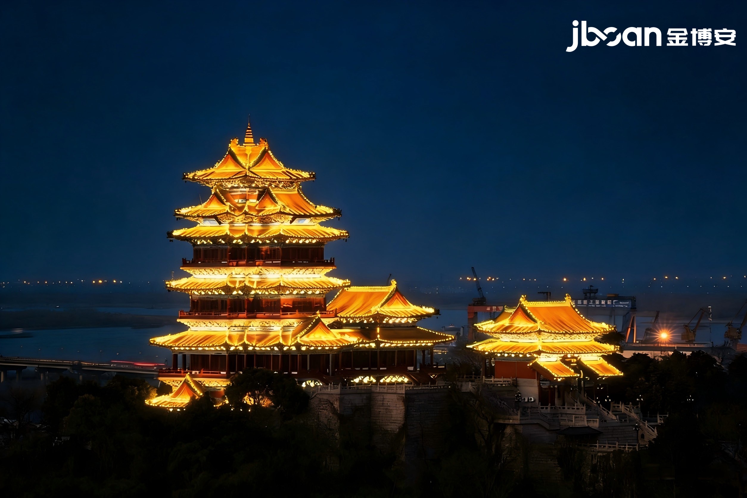 金博安3000K柔性洗墙灯 点亮南京阅江楼景区 焕活古建夜景新韵味(图1) 金博安3000K柔性洗墙灯 点亮南京阅江楼景区 焕活古建夜景新韵味(图1)